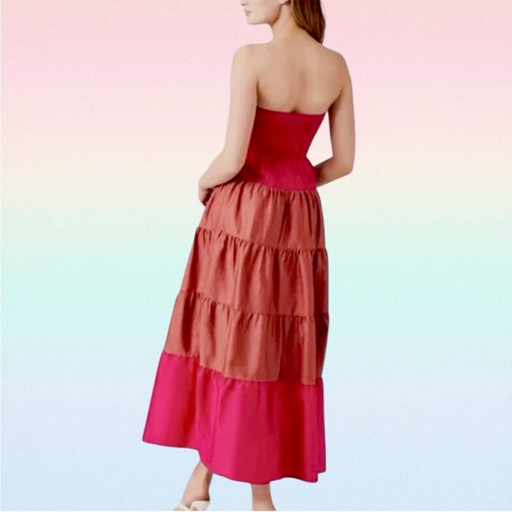 Forever 21 Strapless Pink and Red Tiered Dress - Picture 2 of 12